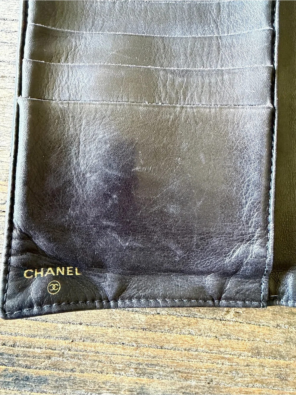 CHANEL Black Quilted Caviar Leather CC Fold Wallet